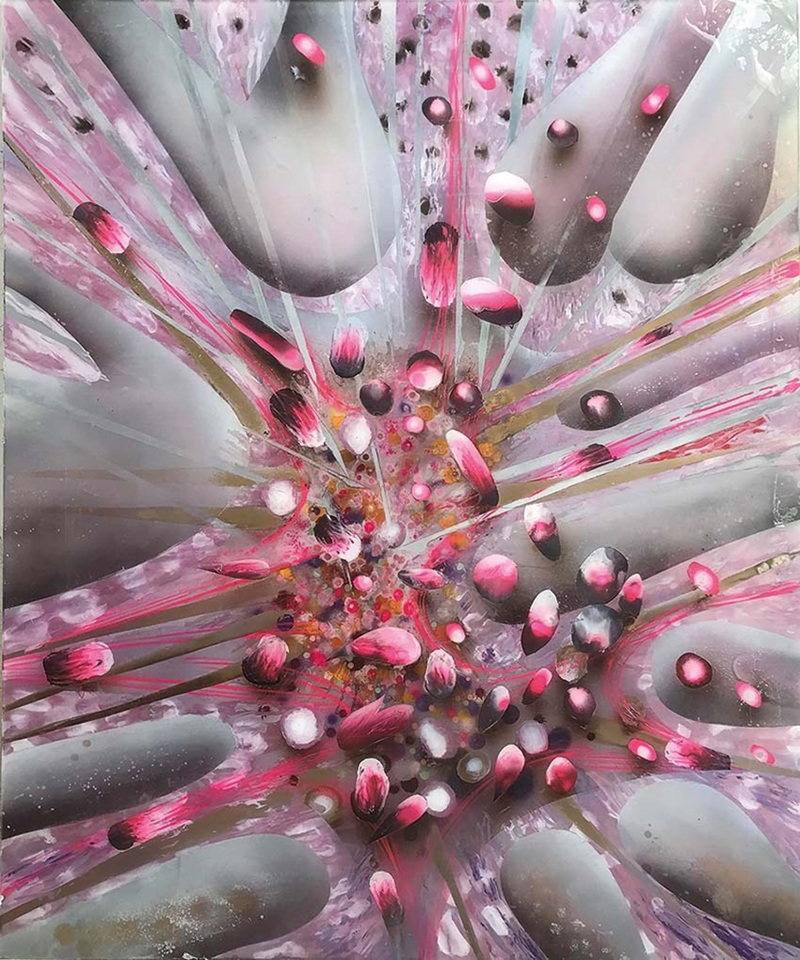Giacinto Occhionero, “2606 spandex”, 2024 pittura spray su PMMA retrodipinto, 120x100cm